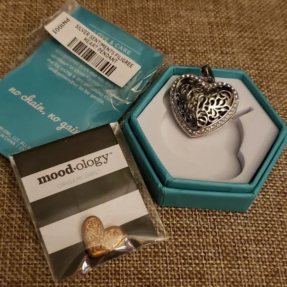 Owl Lockets Origami Owl Heart Chain Origami Owl Large Silver